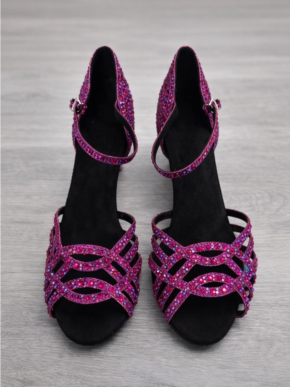 Purple Pink Rhinestone Dance Heels Size 11 Salsa Latin Ballroom Shoes